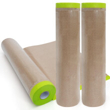3 Rolls 24 Inch Pre Taped Masking Paper Roll for Painting, Tear Resistant Residue Adhesion for Cars Walls Floors