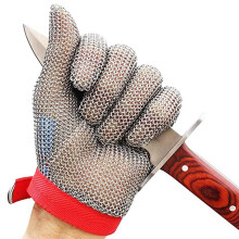 Cut Resistant Chainmail Glove FoodGrade Stainless Steel with Adjustable Wrist Strap for Meat Cutting M 1PCS