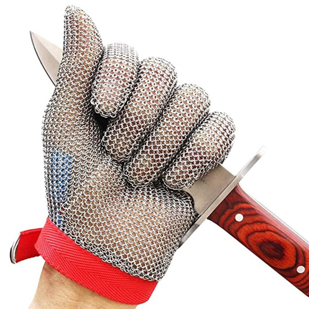 Cut Resistant Chainmail Glove Foodgrade Stainless Steel With Adjustable Wrist Strap For Meat Cutting M 1Pcs 9351714672757