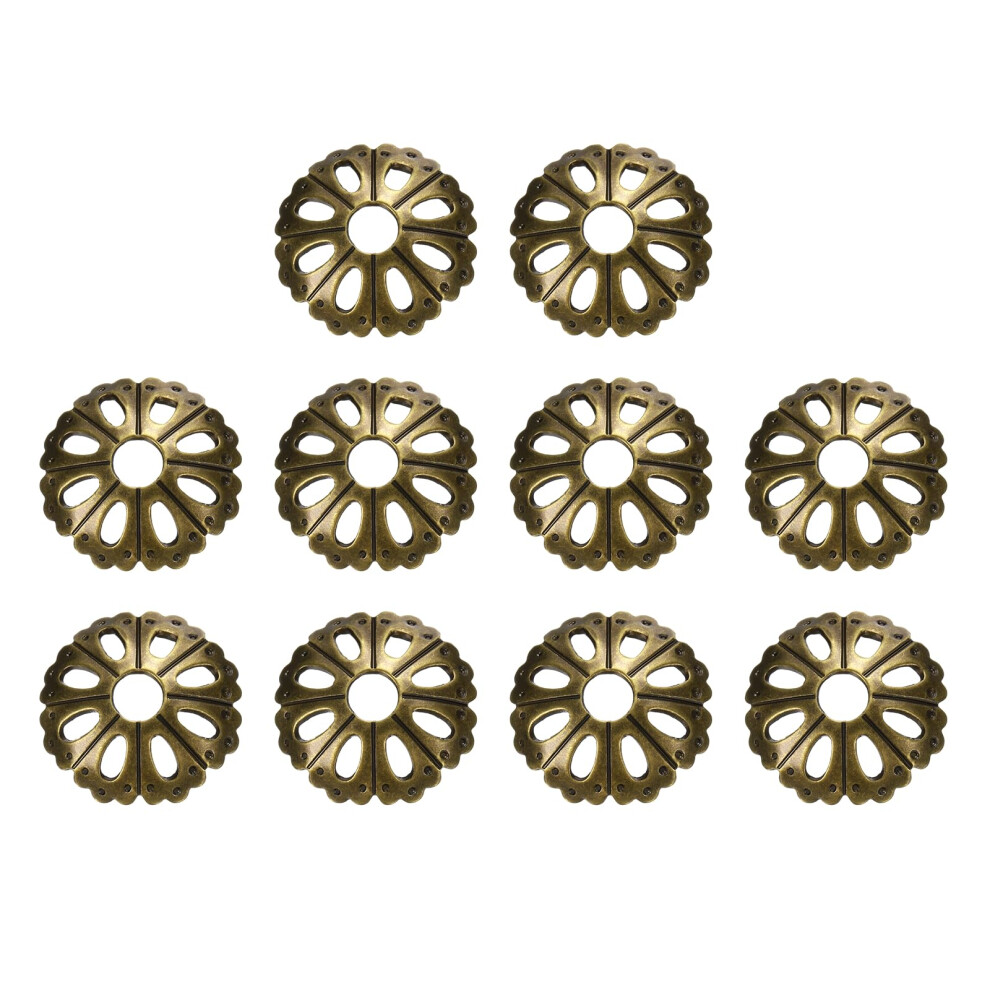 10Pcs Bronze Tone Cabinet Knob Backplate Washer Set, Decorative Brass Finish For Drawer And Cupboard Handles 9073542194972