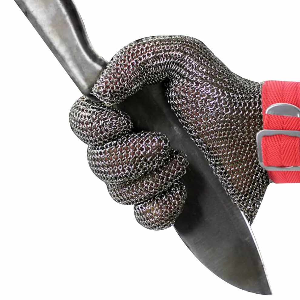 Cut Resistant Stainless Steel Mesh Glove With Adjustable Wrist Strap, Food Safe Chainmail For Kitchen Cutting, Xs 9351714672856