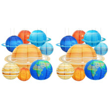 16Pcs Space Paper Lanterns Multi-Color Solar System Planets Lanterns 12Inch Outer Space Themed Party Supplies