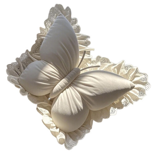 Romance Butterfly Accent Pillow Polyester PP Cotton-White