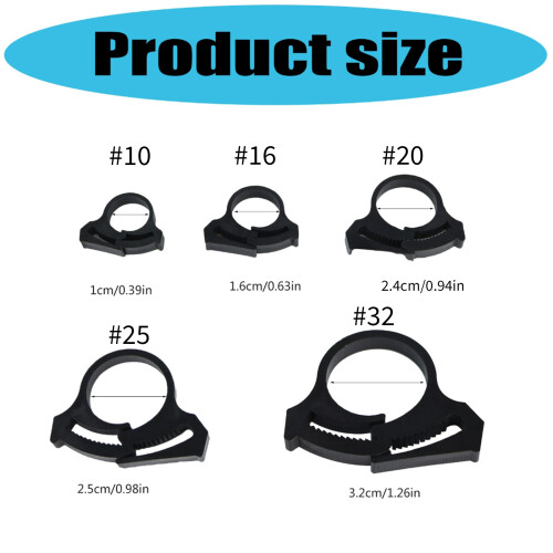5Pieces Garden Hose Clamps Secure Locking Drip-20 snap buckles 1