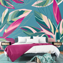 (Large (3.5m X 2.8m)) Botanical Calathea Leaves - Blue