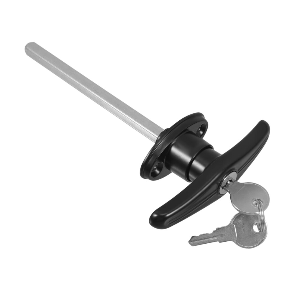 Keyed T Handle Garage Door Lock Kit With Long Shaft Zinc Alloy Body Weatherproof Finish For Shed Or Camper 9330225532637