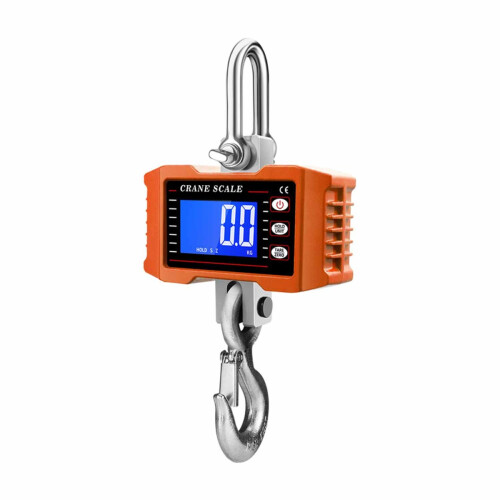 2000kg Digital Crane Scale - Heavy Duty Hanging Scale with LCD Display, Battery Powered Orange