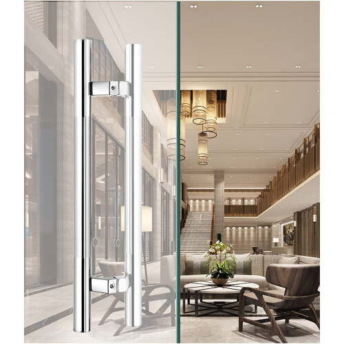 Stainless Steel Glass Door Pull Handle 50cm Double Side Mounted Easy Grip Brushed Silver Finish 1