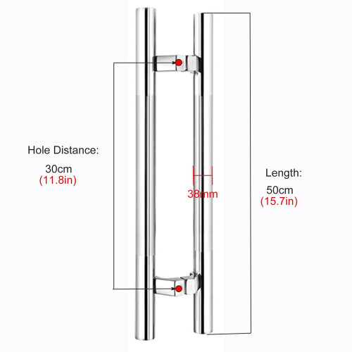 Stainless Steel Glass Door Pull Handle 50cm Double Side Mounted Easy Grip Brushed Silver Finish 2