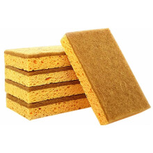 Coconut Coir Dishwashing Sponges 10 Pack, DualLayer NonScratch Natural Kitchen Cleaning Sponges, White and Yellow Reusable Design