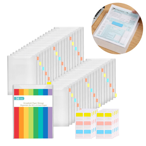 36 Clear PP Sleeves For A 4 Papers Sturdy In Classroom Or 1