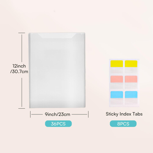 36 Clear PP Sleeves For A 4 Papers Sturdy In Classroom Or 2