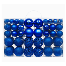 Baubles Shatterproof Plastic Ornament Set Reusable Royal Christmas Blue 100 Pieces