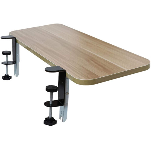 Foldable Under Desk Keyboard Tray with Mouse Platform, Clamp On Ergonomic Adjustable Desk Extender, Beige 50x25cm