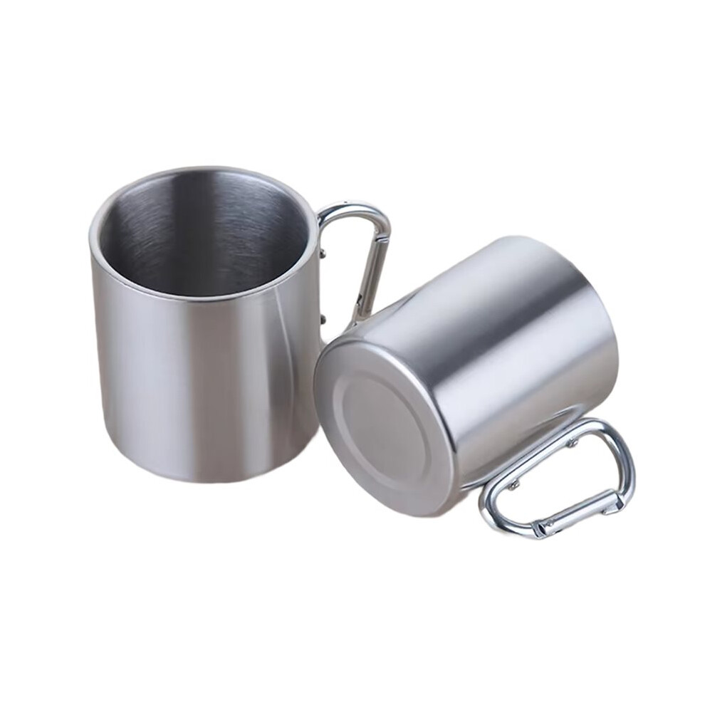 400Ml Camping Travel Stainless Steel Cup Carabiner Hook Handle Picnic Water Mug Outdoor Travel Hike Cup Portable Mug 6031263413942