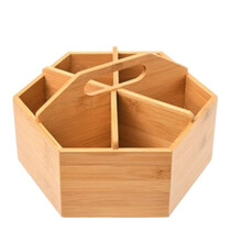 Bamboo Art Supply Organizer, Rotating Pencil Pen Holder, Office Supplies Desktop Storage Caddy, Like Colored Pencils
