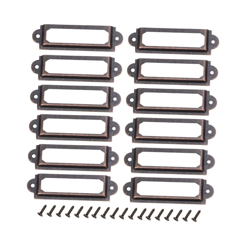 25Pcs Retro Metal File Drawer Tag Labels Pull Labels Holder Tag Holder Drawer Accessories Screws For Cabinet Office 6033013516538