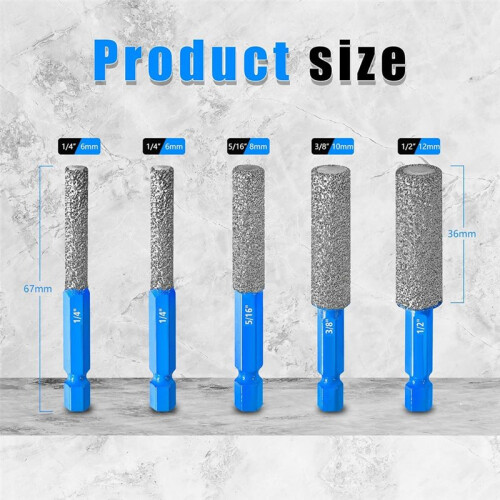 Diamond Drill Bits Set, 5pcs Tile Drill Bits for Ceramic Glass Porcelain Marble , with Versatile Drilling 1