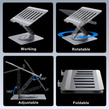 9-in-1 Desk Laptop Stand with Docking Station, 360 Rotation 4K60Hz, 3 USB3.0, 100W PD Charging for PC Laptop
