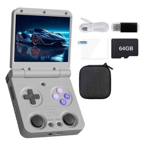 Flip V2 Handheld Video Game Console 64GB 3.5inch IPS Screen Open Source Portable Game Console -Compatible Game Pad A 2