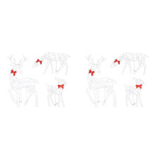 6PCS Handmade Iron ArtElk Deer Christmas Garden Decor &LED Light Glowing Glitter Reindeer Xmas Home Outdoor Yard Decor