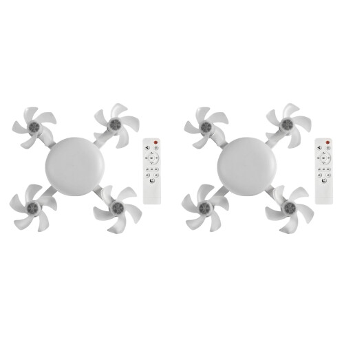 2X E27 LED Ceiling Fan Light with Remote Control Dimmer Function 60W Ceiling Light Drone Shaped Fan Light