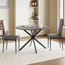 Foldable Round Dining Table and 2 Chairs Set