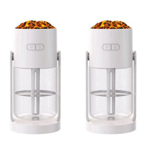 2X Portable Home Desktop Humidifier Air Purifier Simulation of the Flame Seven Color Atmosphere Light Humidifier A