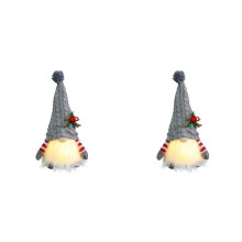 2X Gnome Doll with LED Light Merry Christmas Decor for Home Christmas Ornament Xmas Navidad Natal Gifts New Year -Grey