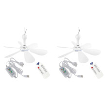 2X Ventilador de Teto Silencioso de 6 Folhas Alimentado Por USB com Controle Remoto e Temporizador Ventilador Suspenso de 4 Velocidades para