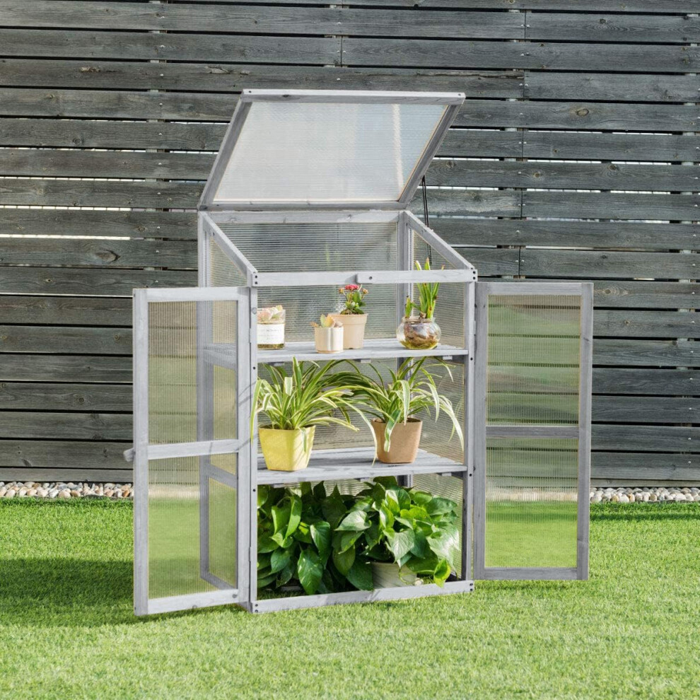 Neo Mini Wood Growhouse Greenhouse Cold Frame Grey
