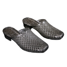 Womem's Stylish Block Heel Mesh Slide Slippers Closed-Black 37
