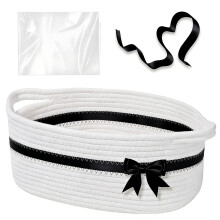 Empty Easter Storage Basket with Comfortable-black and white