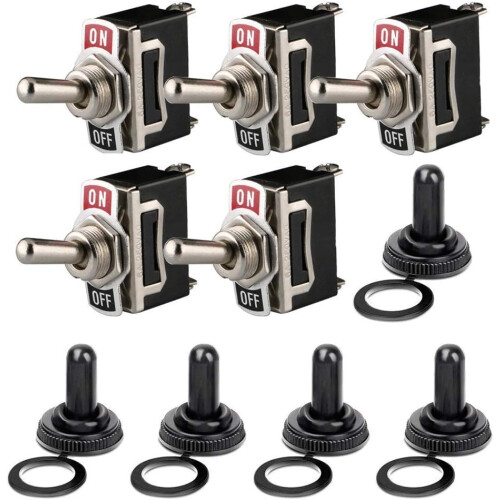 2-Stufen-Wippschalter mit wasserdichter Kappe (5er-Pack) Black
