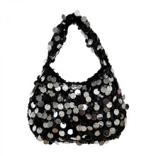 Women's sequined handbag, office lady commuter bag, small and stylish evening bag, suitable for various occasions, silver and black.