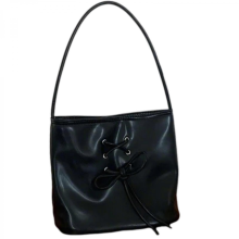 Borsa a tracolla con fiocco da donna, borsa a tracolla in pelle PU, borsa a mano, borsa a secchiello, borsa per la spesa/da appuntamento, bianco/nero