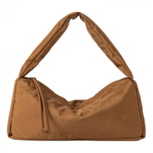 Practical women's nylon bag, polyester lining, large capacity casual tote bag, top handle, zip closure, brown.