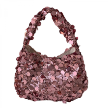 Borsa a mano da donna con paillettes, borsa da ufficio, piccola ed elegante borsa da sera, adatta a varie occasioni, rosa argento.