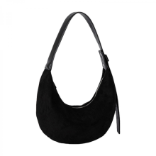 Korean style shoulder bag, underarm bag, dumpling bag, half-moon bag, versatile handbag for girls, underarm bag, apricot and black.