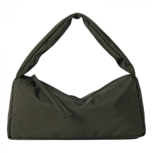 Practical women's nylon bag, polyester lining, large capacity casual tote bag, top handle, zip closure, brown-green.