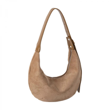 Korean style shoulder bag, underarm bag, dumpling bag, half-moon bag, versatile handbag for women and girls, apricot color.