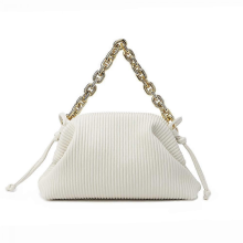 Borsa a tracolla singola da donna, stile designer, piccola borsa con catena a forma di gnocco, morbida borsa a tracolla con volant
