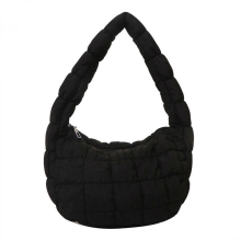 Women's Korean style shoulder bag, simple handbag, pleated underarm bag, women's commuter bag, fashionable underarm bag, khaki/black.