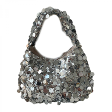 Women's sequined handbag, office handbag, stylish small evening bag suitable for various occasions, silver.