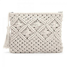 Pochette in paglia SCSYV, portafoglio/borsa da spiaggia estiva/pochette da donna in paglia AVEKI, bianco.