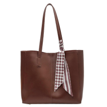2025 Women's Fashion Soft Bag Large Capacity Faux Leather Shopping Storage Bag Portable Solid Brown
