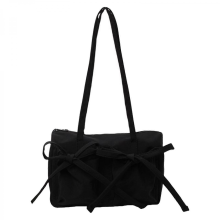 Women's underarm bag with bow, versatile underarm bag, solid color shoulder bag, large capacity shopping bag, everyday pink and black.