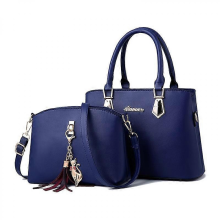 Borsa a tracolla casual ed elegante da donna, due in uno, di grande capienza, blu navy.
