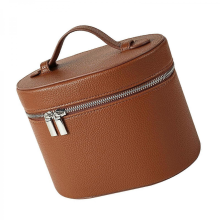Leather cosmetic bag, travel toiletry bag with zipper, stylish cosmetic bag, handbag, makeup pouch, portable storage bag, gift set, brown.