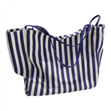Multifunctional women's canvas striped bag, casual shoulder bag, large capacity tote bag, fashionable accessory, everyday use, red and blue.
